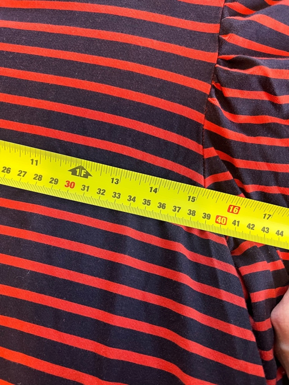 Clare V Red and Navy Puff-Sleeve Striped Long-Sleeve Tee - Picture 15 of 15